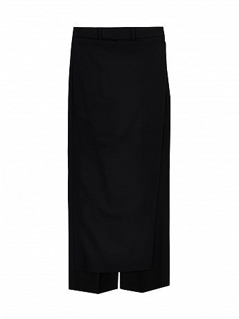 Wool trousers with skirt